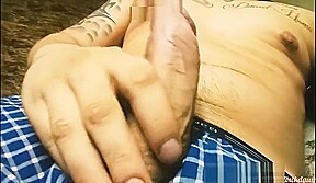 Sexy solo stroke with Devin on the couch exploding cum!