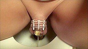 Sexyslut driving in chastity device