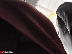 She doesn't know that upskirt camera is filming her