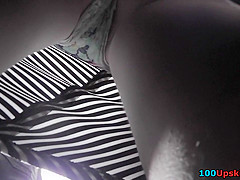 Sheer panty of a sexy lady seen in free upskirt video