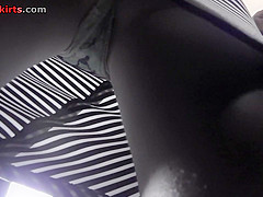 Sheer panty of a sexy lady seen in free upskirt video