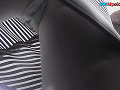 Sheer panty of a sexy lady seen in free upskirt video