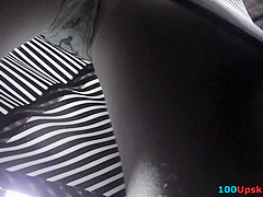Sheer panty of a sexy lady seen in free upskirt video