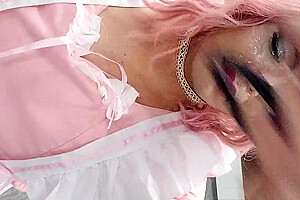 Sissy Femboy Self Cum Facial And Public Cumwalk