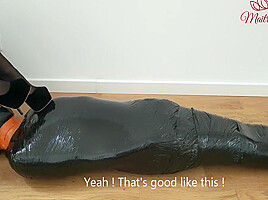 Sissy Slave In Femdom Mistress Mummified Her Slowly Shoejob Footjob Bondage
