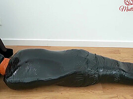 Sissy Slave In Femdom Mistress Mummified Her Slowly Shoejob Footjob Bondage