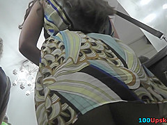 Skinny ass gal in candid upskirt vid, wearing g-string