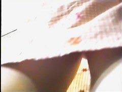 Skinny babe with sexy legs was filmed with a