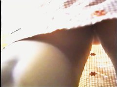 Skinny babe with sexy legs was filmed with a