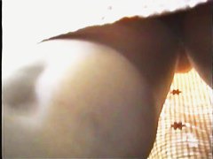 Skinny babe with sexy legs was filmed with a