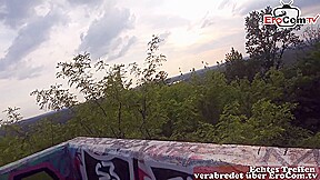 Skinny german blonde milf slut seduces guy for public date