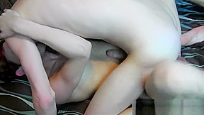 Skinny guy gives a blowjob to his lover and rides his dick
