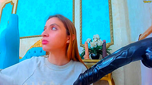 Slut Takes On Her New Giant Toy Throatfuck