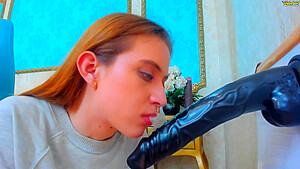 Slut Takes On Her New Giant Toy Throatfuck