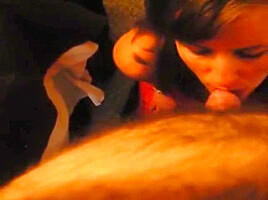 Slut surprised by huge mouthful of cum after sucking my cock