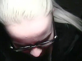 Slutty blonde in glasses fucks a stranger for cash