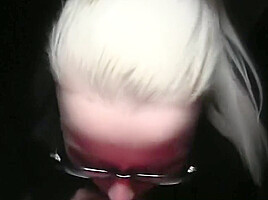 Slutty blonde in glasses fucks a stranger for cash