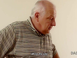 Smart Old Man Convinces Step sons Red-haired Gf To Have Sex