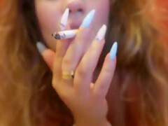 Smoke Fetish Girl In Shorts Smoke A Cigarret Showing Finger Nails And Filter Closeup!