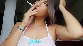 Smoking while titty massage