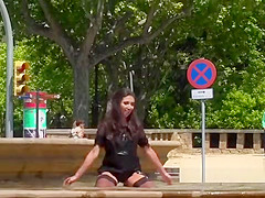 Spanish hottie gangbanged in public