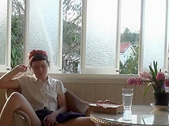 Spying her masturbate on a balcony