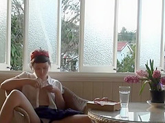 Spying her masturbate on a balcony