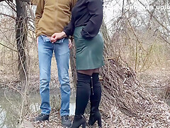 Squeezing My Stepmother In Laws Fat Ass In A Leather Skirt Before She Helps Me Pee Outside 5 Min