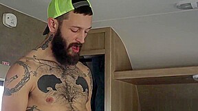 Step daddy and Step son fuck in the trailer