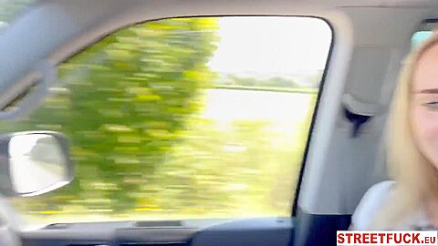 Streetfuck - Horny Hitchhiking Hottie Cheats In Car Fuck Session - Oxana Chic