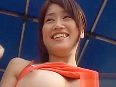 Striking busty japanese Nayuka Mine feels chili dog in love tunnel