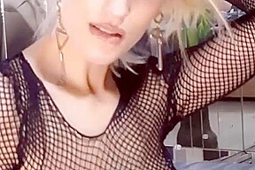 Strip Show In Fishnet Lingerie