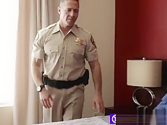 Stunning queers give rimjob and good blowjob to officer in uniform  Foreplay gay rough sex