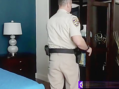 Stunning queers give rimjob and good blowjob to officer in uniform  Foreplay gay rough sex