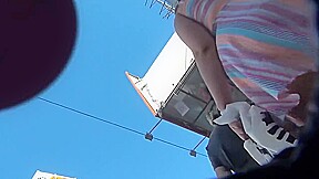 Stupid MILF in too short dress exposes her big cellulite ass to !