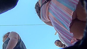 Stupid MILF in too short dress exposes her big cellulite ass to !