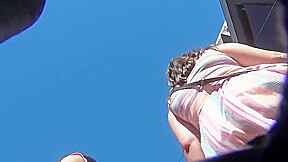 Stupid MILF in too short dress exposes her big cellulite ass to !