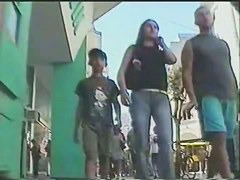 Summer girl with pony tails and jeans skirt video