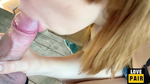 Sweet Blowjob And Cum On Her Tits And T-shirt