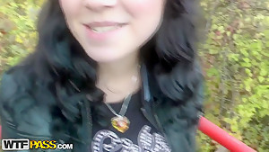 Sweet gal gets picked up and fucked