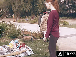 TRANSFIXED - Trans Goddess Aspen Brooks Busted All Over Maya Kendrick's Hot Redhead Ass!