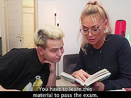 TUTOR4K Russian blonde tutor got some cum into her coffee and then into her mouth