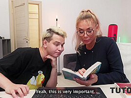 TUTOR4K Russian blonde tutor got some cum into her coffee and then into her mouth