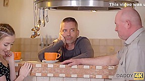 Taboo Sex Of Old Guy And Step son Enticing Gf Ends With Creampie