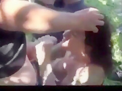 Tatooed Slut Jerking Off Several Guys In The Woods