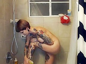 Tattooed Legal Age teenager 18+ Shower Time