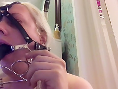 Testing my new pony deepthroat training gag