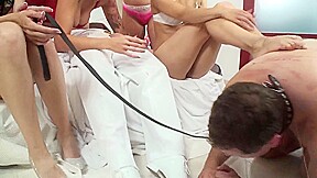 The Humiliation Party 8 - Cuckold Slave Made To Lick Cum Off Of Feet - FemdomSex