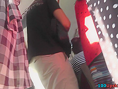 Thong of a sexy lassie seen in free upskirt video