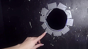 Throating gloryhole babe fingers her pussy